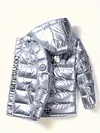 Kid Boys Letters Print Hooded -padded Jacket Metallic Warm Coat