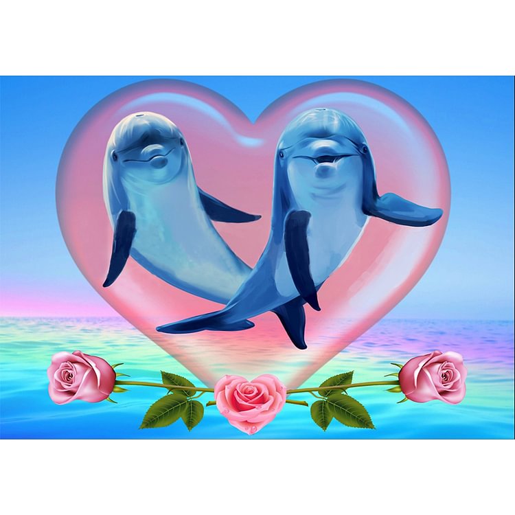 Peinture au diamant - Carré complet - Love Dolphin