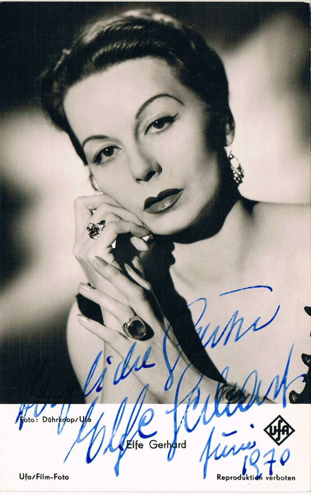 Elfe Gerhart 1919-2007 autograph signed postcard Photo Poster painting 3.5x5.5