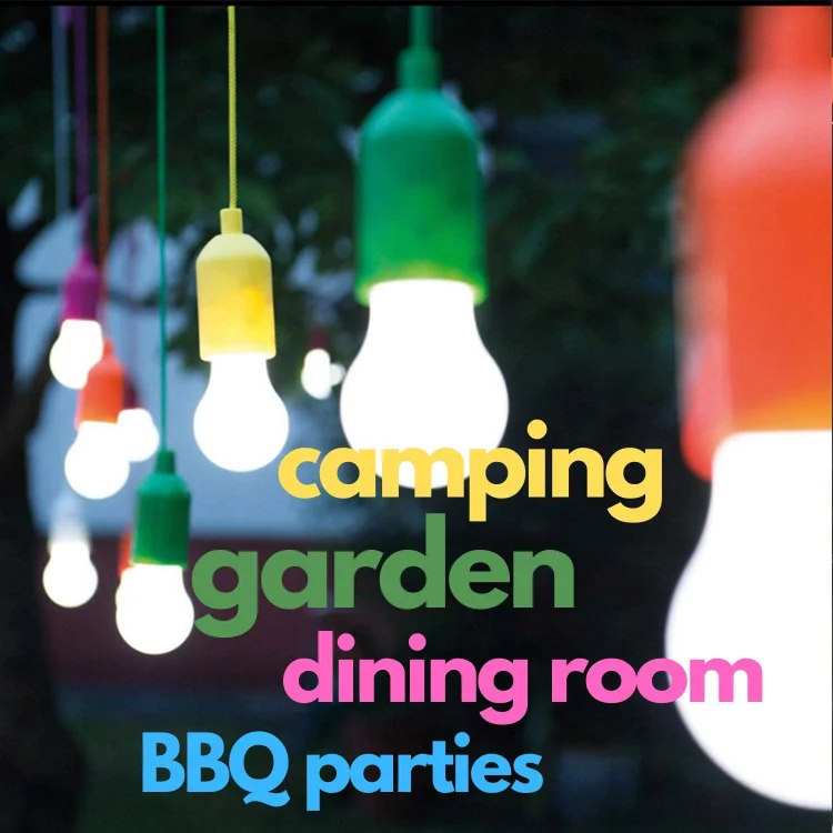 LED Colorful Pull Cord Light - Tent Camping Pull Cord Bulb Retro Lighting Night Light