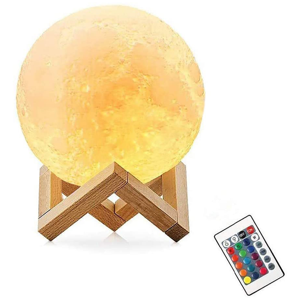 

LED Night Light 3D Print Moon Rechargeable Touch Night Lamp Children Gifts, 12cm with wooden frame, 501 Original