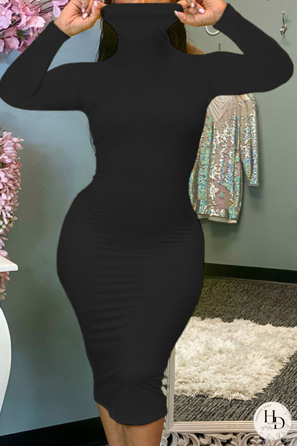 Red Sexy Solid Patchwork O Neck Pencil Skirt Dresses