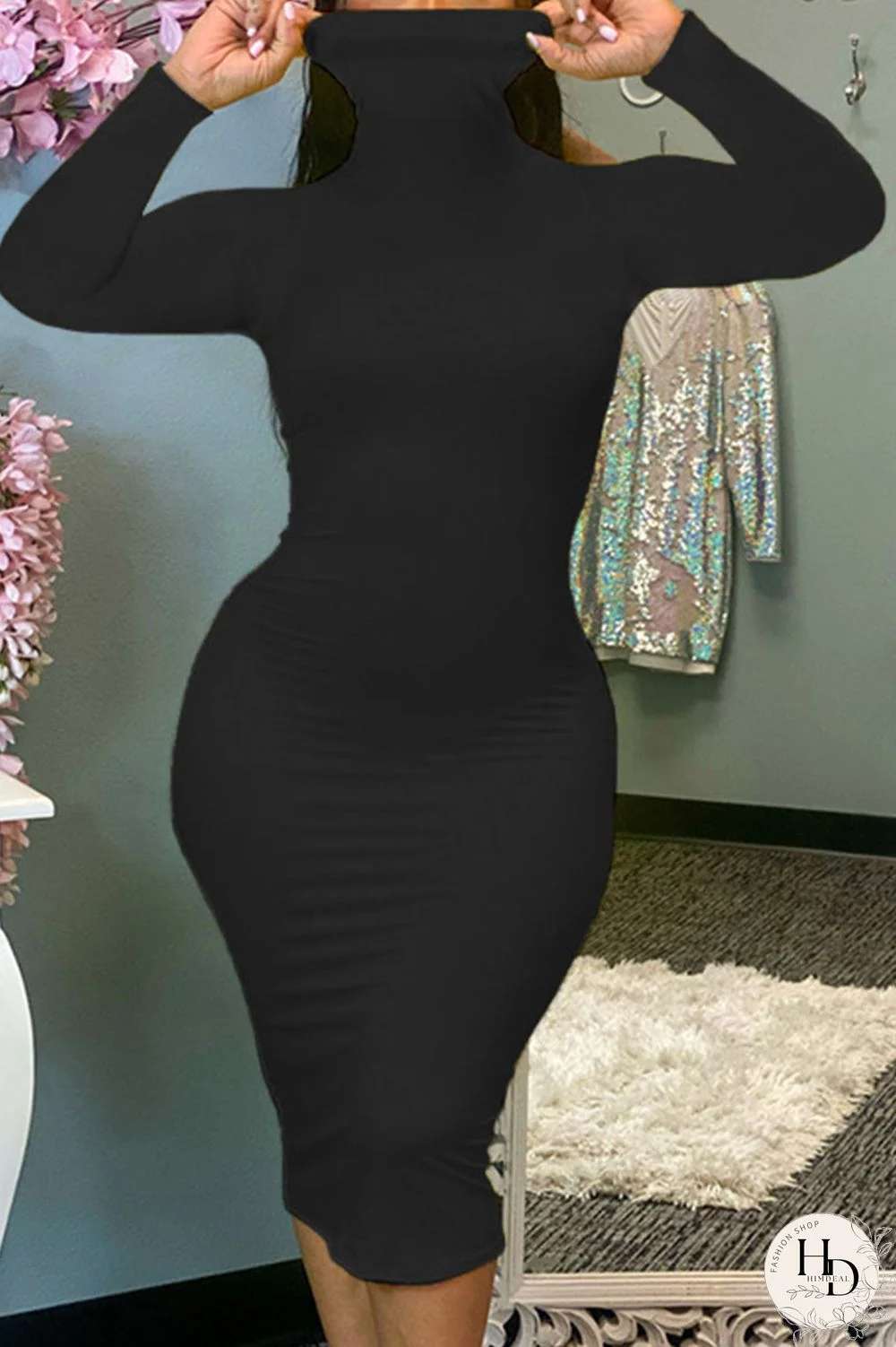 Red Sexy Solid Patchwork O Neck Pencil Skirt Dresses