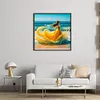 Beach Dress Girl-11CT Stamped Cross Stitch 45*45cm/17.72*17.72in