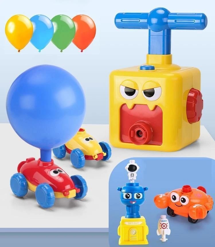 balloon launcher powered car toy set