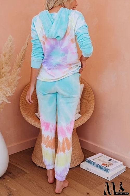 MidiSono - Tie Dye Flower Casual Hoodie