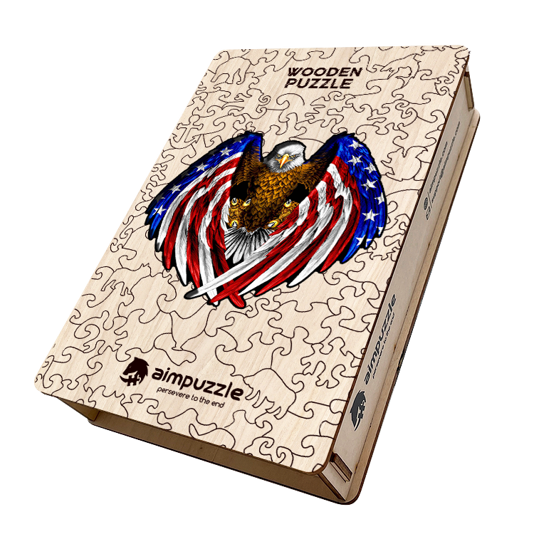American Flag Eagle Wooden Jigsaw Puzzle