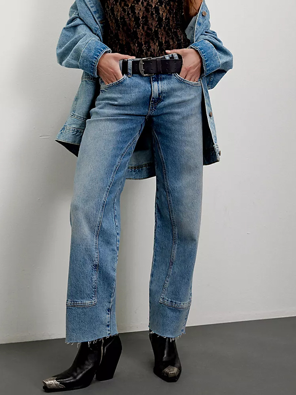 Solid Color Straight Jeans hjn Shicloths