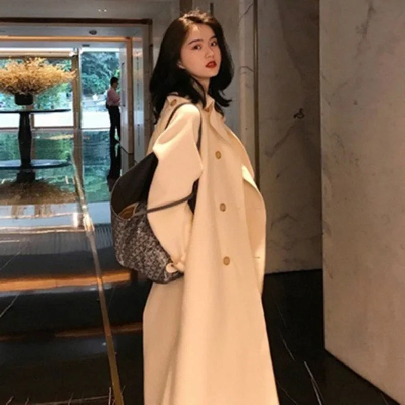 2021 New Double-sided Woollen Cloth With Thin Waist, Medium Length Windbreaker With Fashionable Temperament, Women's Winter Coat