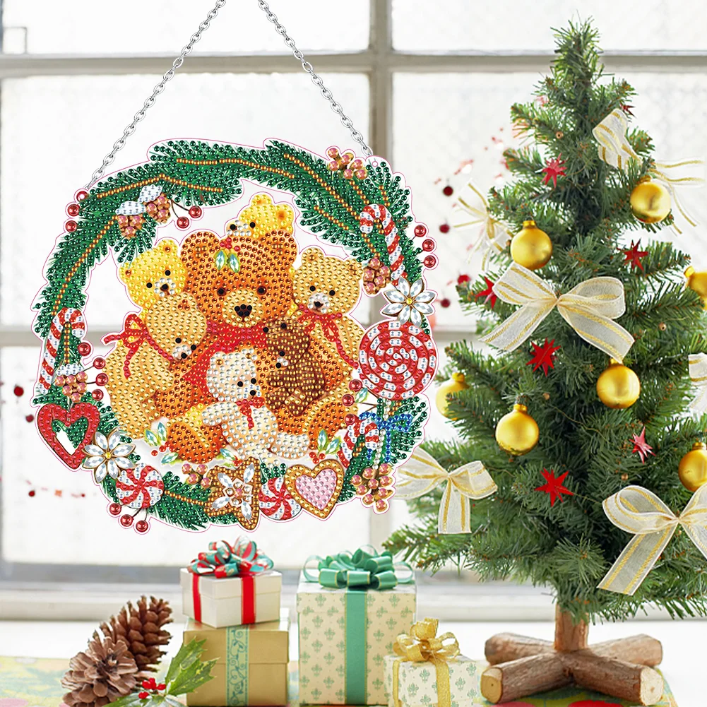 DIY Xmas Wreath Special Shaped Full Drill Garland Crystal Painting Wreath Kit Single Side Diamond