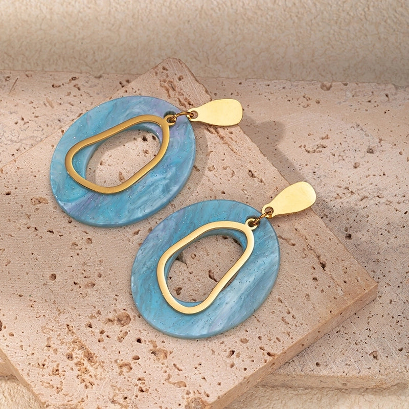 1 Pair Elegant Exaggerated Minimalist Irregular Geometric Plating 304 Stainless Steel Arylic 14K Gold Plated Drop Earrings