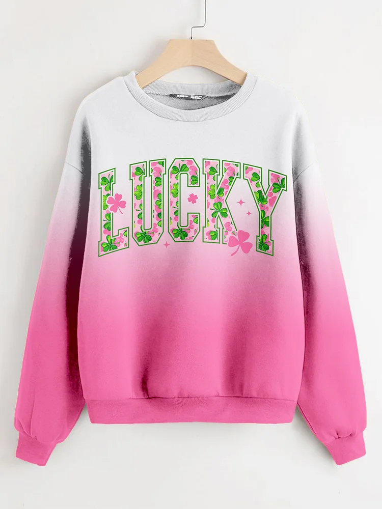 Lucky St. Patrick's Day Gradient Comfy Sweatshirt