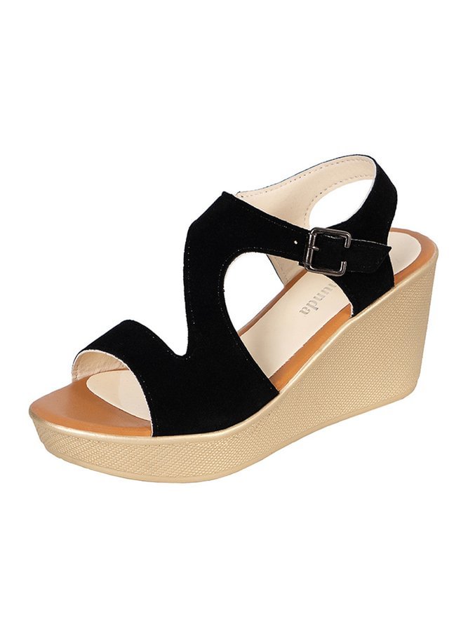 Women's Solid Velvet Wedge Sandals CS379- Fabulory