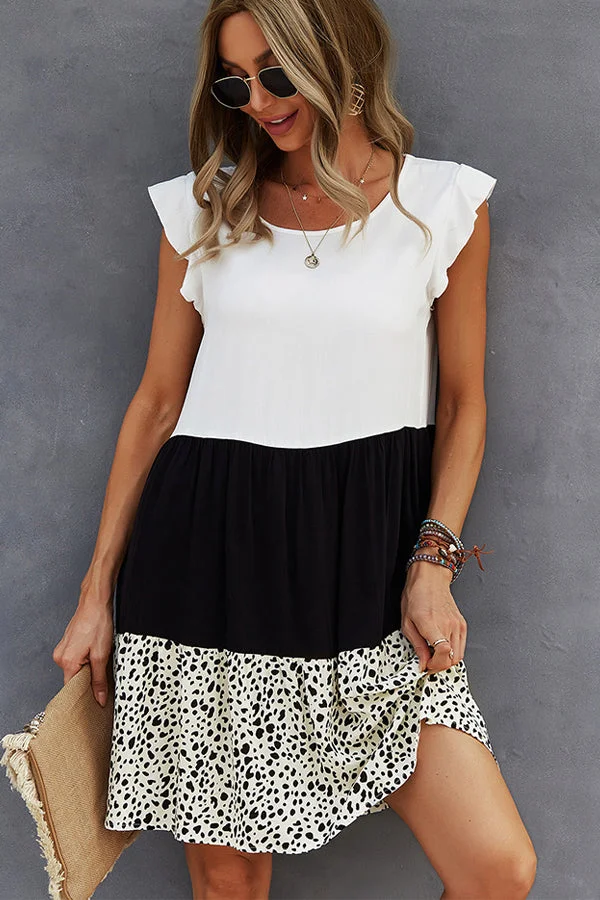 Fashion Print Color Block Casual Dress