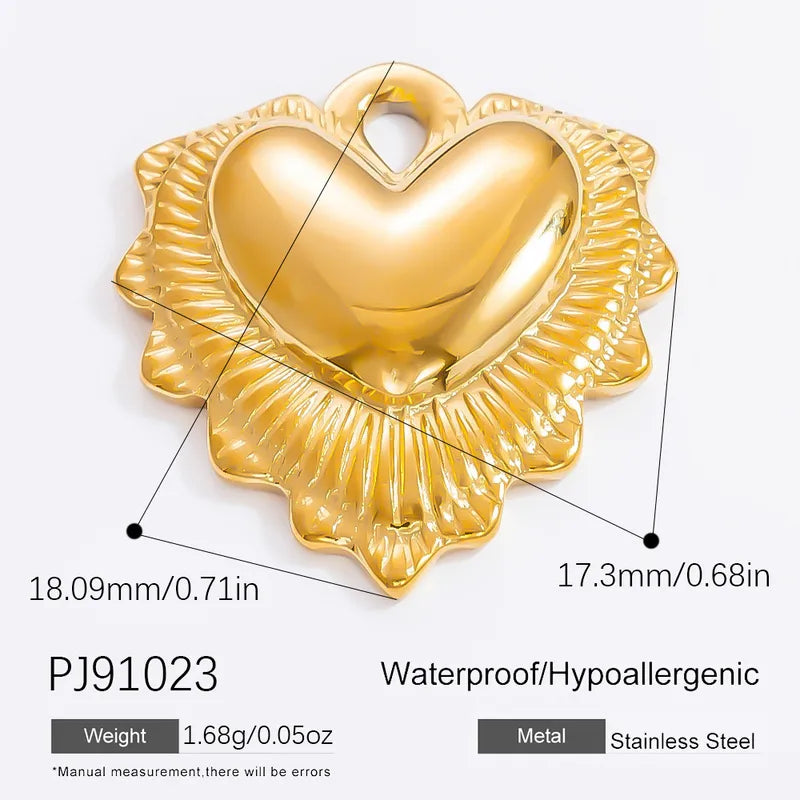 1 Piece 12.64*13.28mm 304 Stainless Steel Zircon 18K Gold Plated Heart Shape Pendant Jewelry Accessories