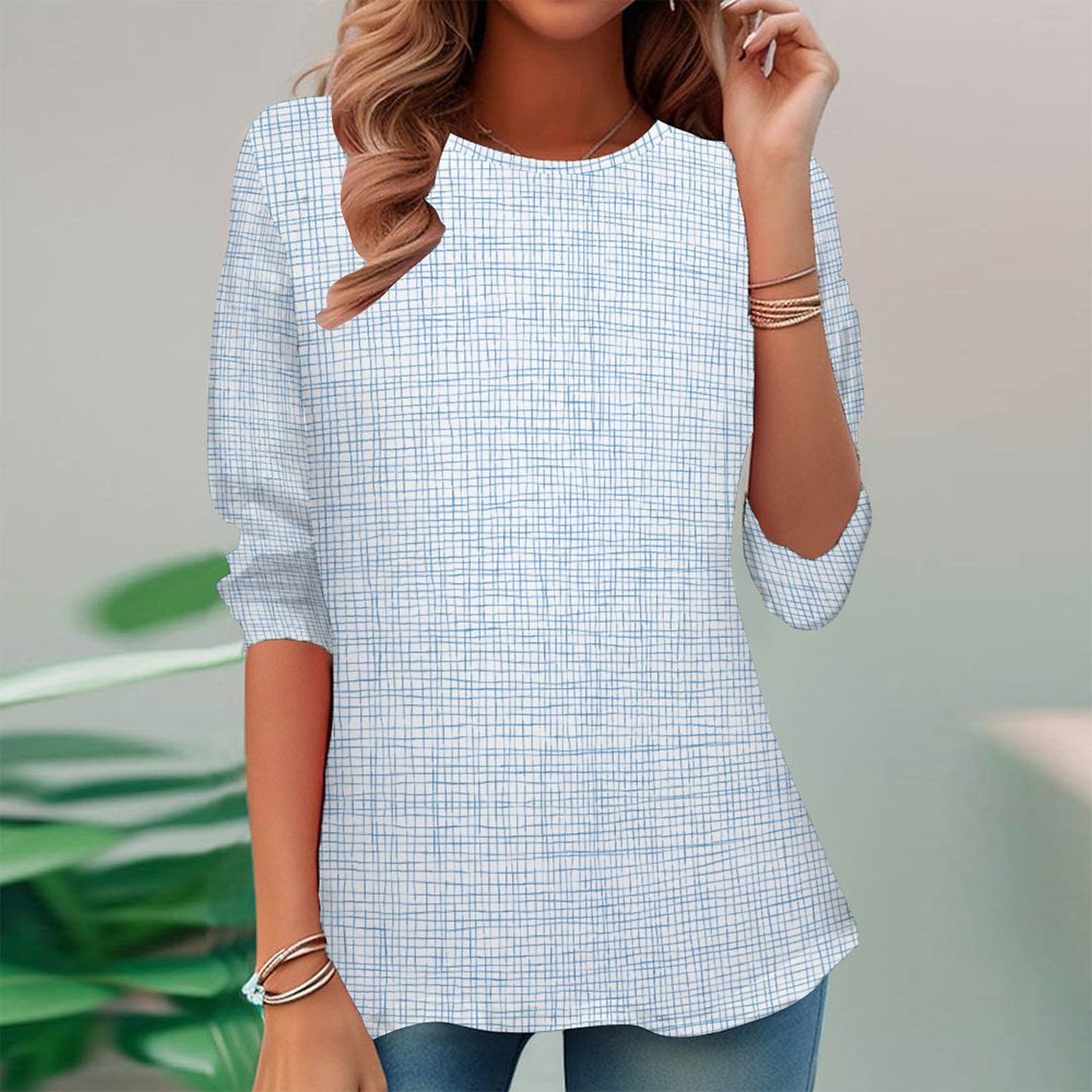 Women Long Sleeve V-neck Graphic Floral Printed Top