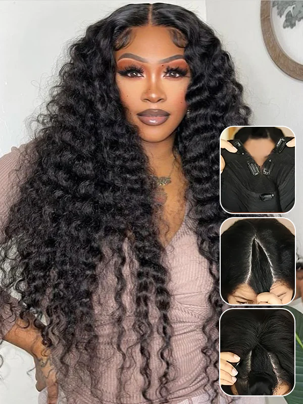250% Density Boruihair Deep Wave Glueless Pre‑Plucked Human Hair Wigs| V‑Part & U‑Part Options | 100% Human Hair