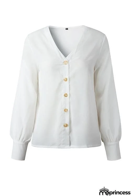 Button Puff Sleeve Shirt