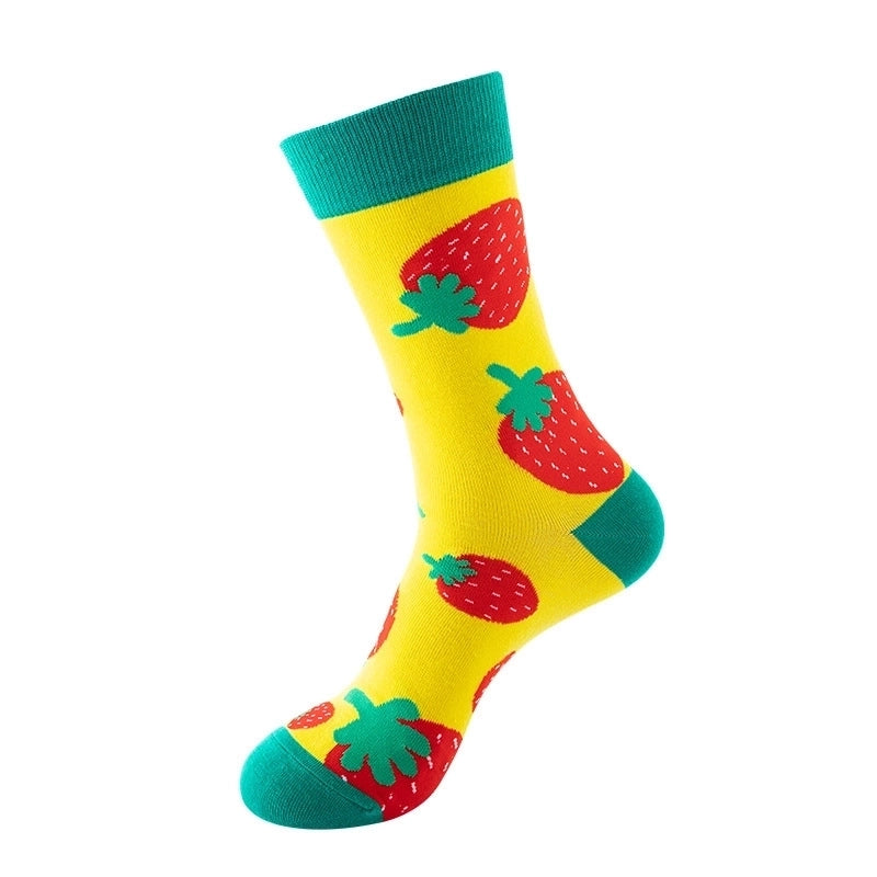 Unisex Casual Fruit Hamburger Poached Egg Cotton Spandex Polyester Ankle Socks A Pair