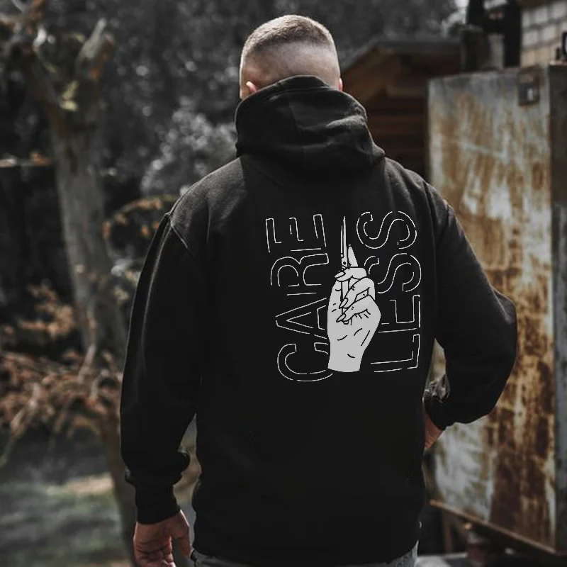 Care Less Print Men's All-match Hoodie