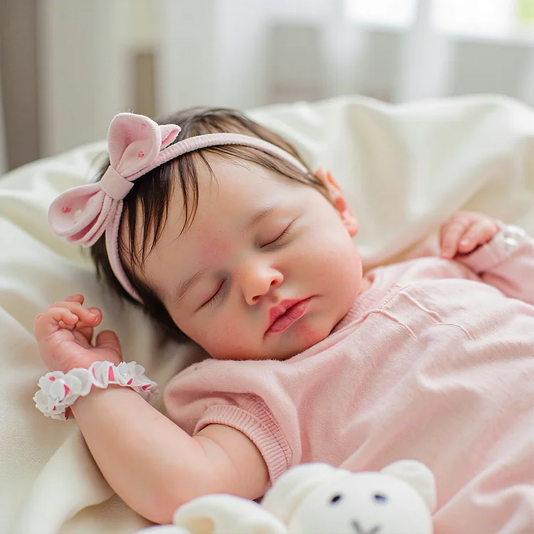 12 and 16 Inches Soft-Skinned Reborn Baby Full Flexible Body Doll Girl or Boy with Silky Hair, Newborn Asleep Angelic Doll Named Isolde and Juniper