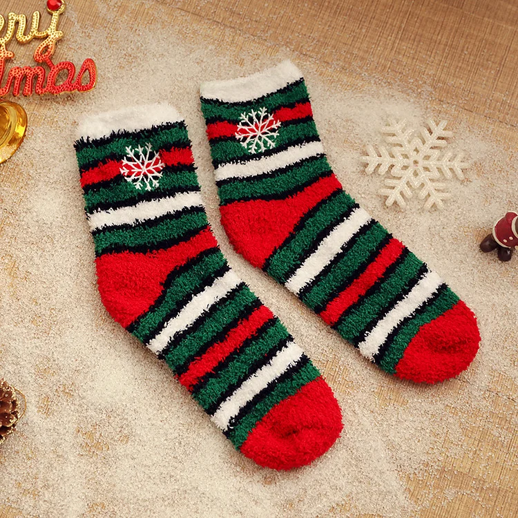 Christmas Green Print Coral Velvet Socks 2024 - Xpluswear