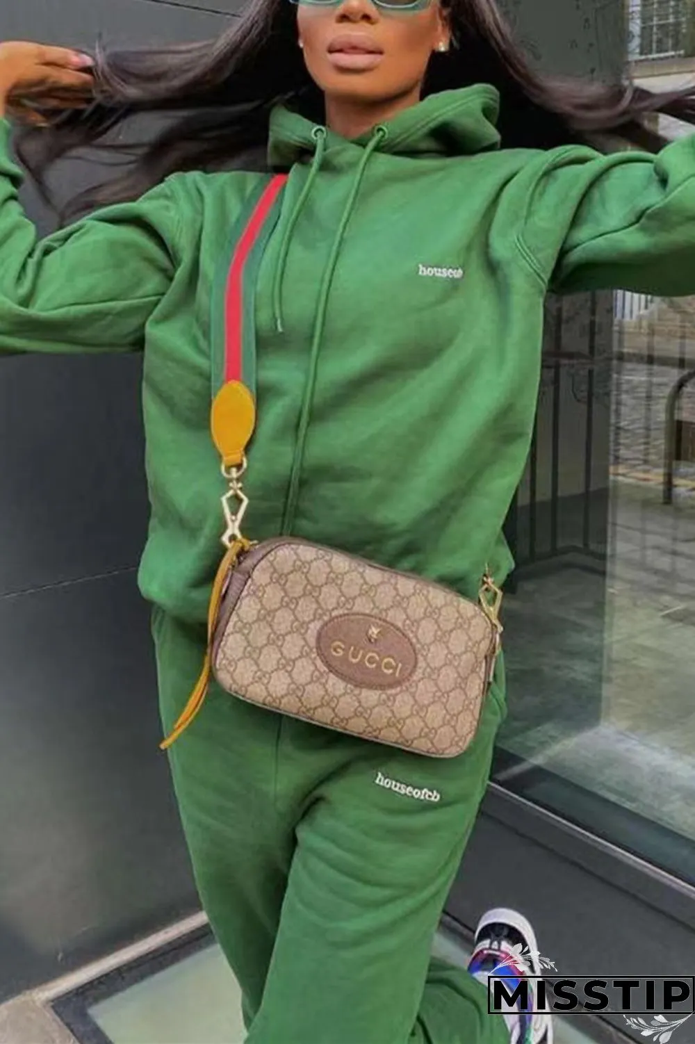 Green Fashion Casual Solid Patchwork Hooded Collar Long Sleeve Two Pieces