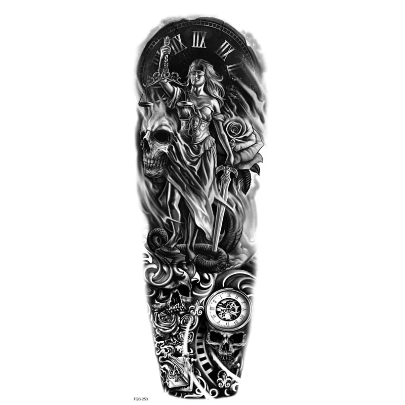 Fake Tattoo Dragon For Men Waterproof Sleeves Angel Tiger Snake Animal Stickers Waterproof Temporary Tattoos Skeleton Hand