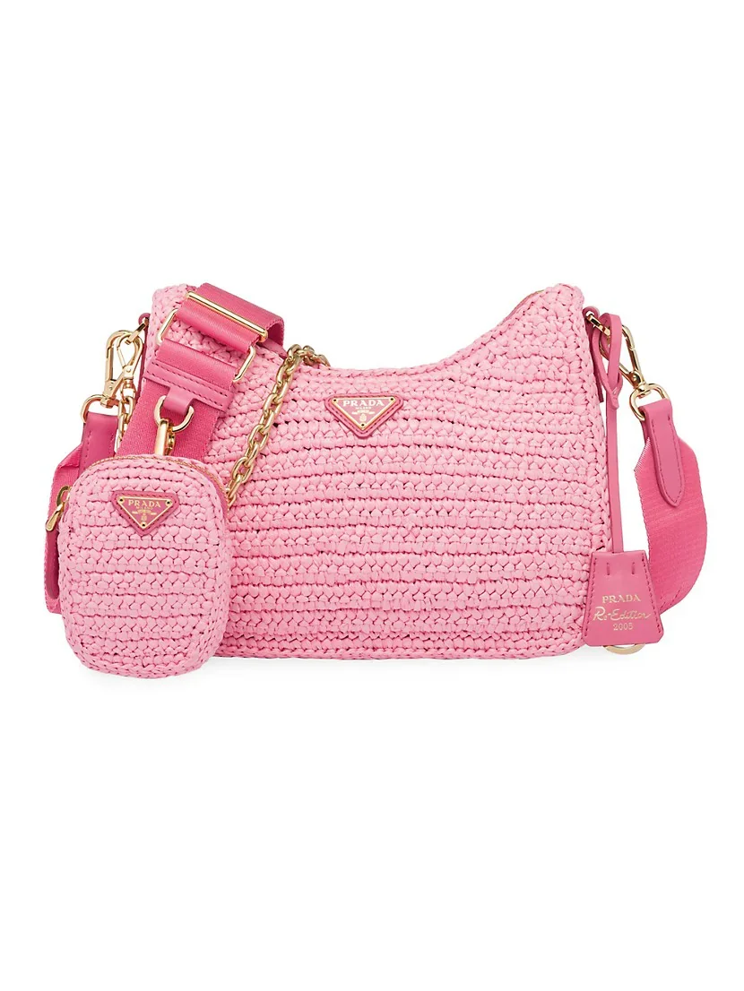 Prada Re-edition 2005 Raffia Bag pink