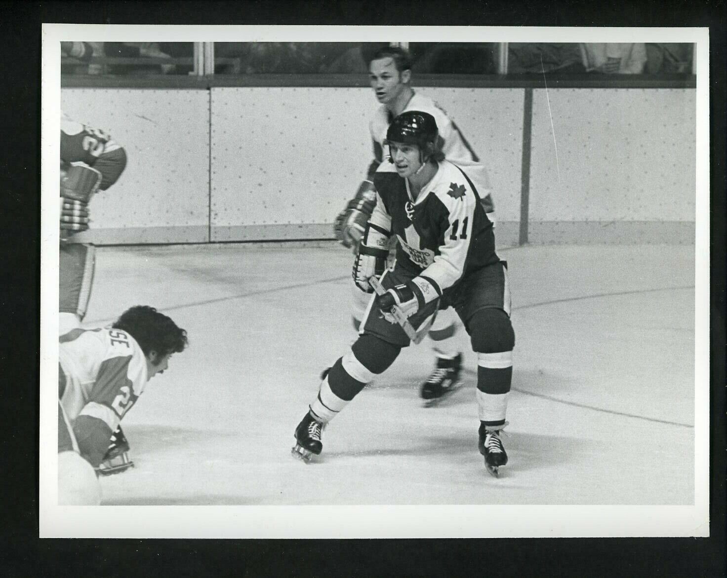 Inge Hammerstrom 1970's Press Original Photo Poster painting Toronto Maple Leafs vs Red Wings