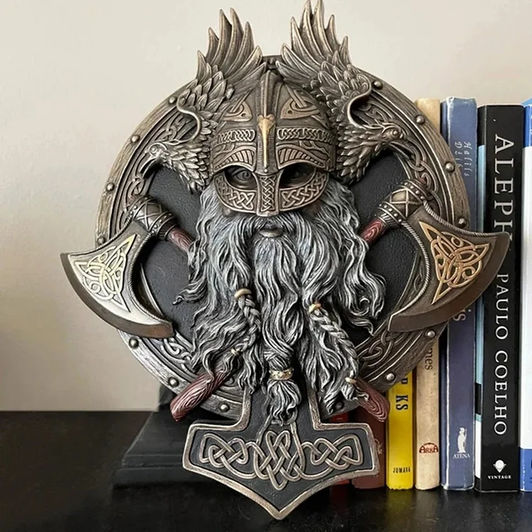 🪓Retro Viking Berserker Double Axe Wall Decorative Plaque Resin Ornaments Wall Decor Plaque🔥