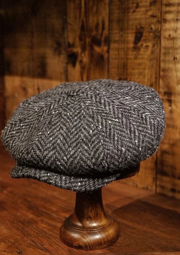 Stanton Baker Boy - (Wide Width) Donegal Tweed Black Herringbone
