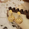 Hollow Round Ball Zircon 18K Golden Earrings