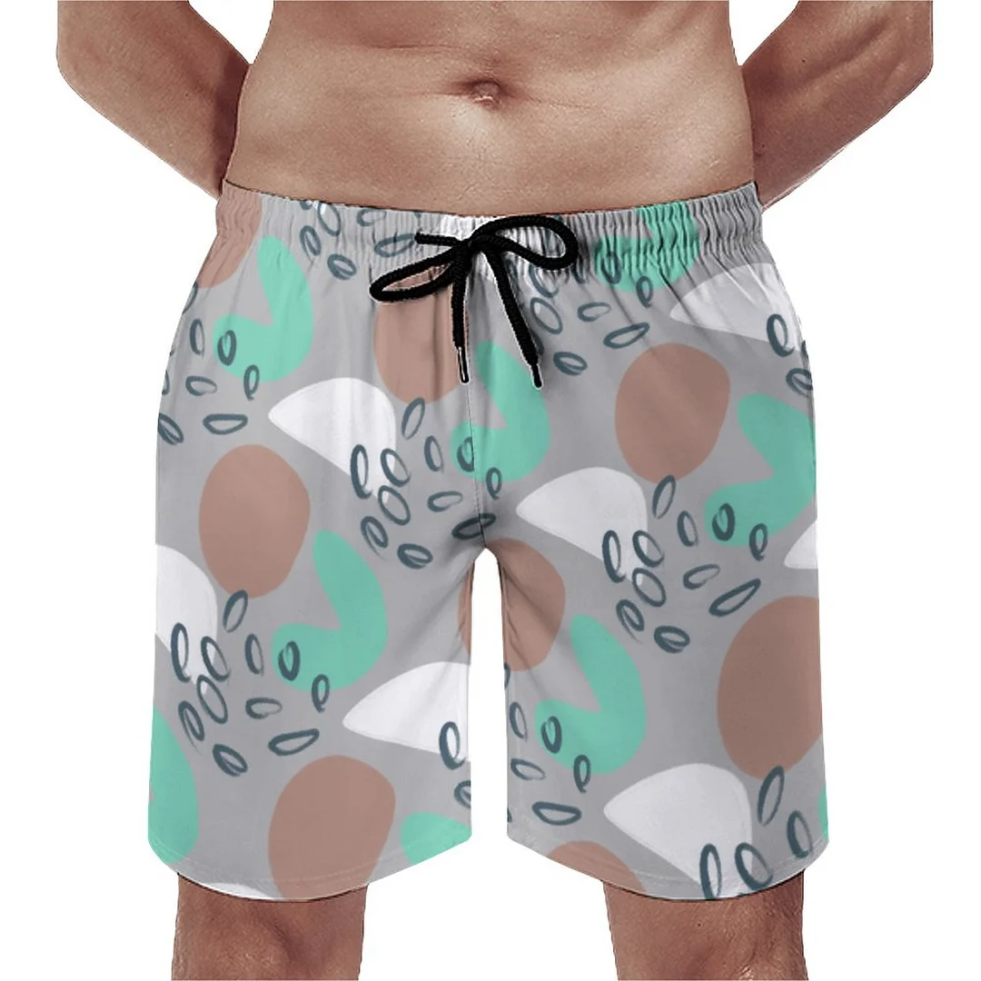 Abstract Pastel Fun Shapes Modern Trendy Men's Swim Trunks Summer Board Shorts Quick Dry Beach Short with Pockets