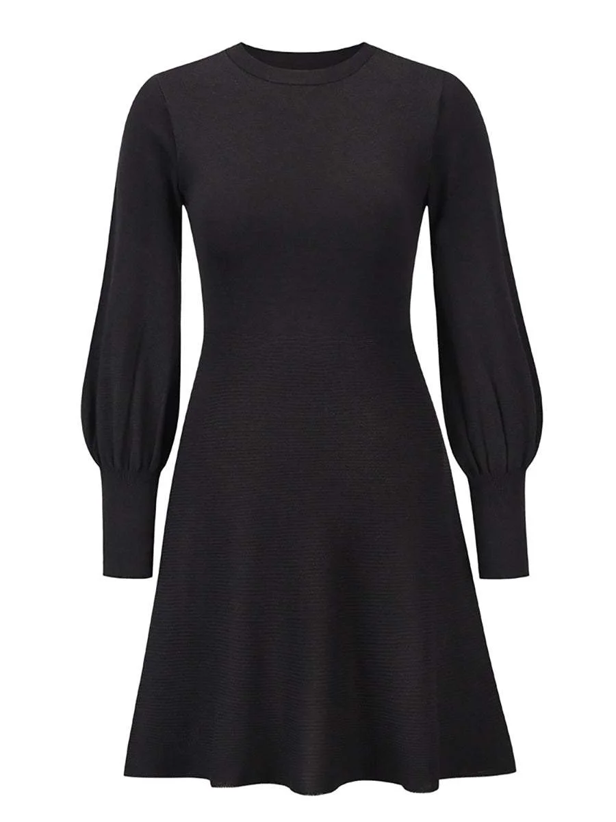 Lantern sleeve base sweater dress