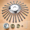10inch Wire Brush Trimmer Head Universal Derusting Weeding Wheel w/ Adapter Kit