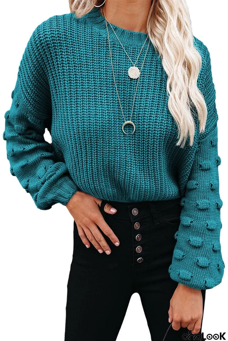 Bubble Sleeve Cropped Knit Sweater