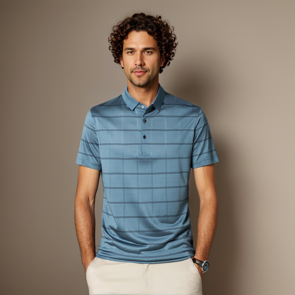 Chemise en soie pour hommes à carreaux carrés- SOIE PLUS