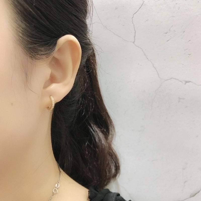 1 Pair 925 Sterling Silver Zircon Circle Earrings