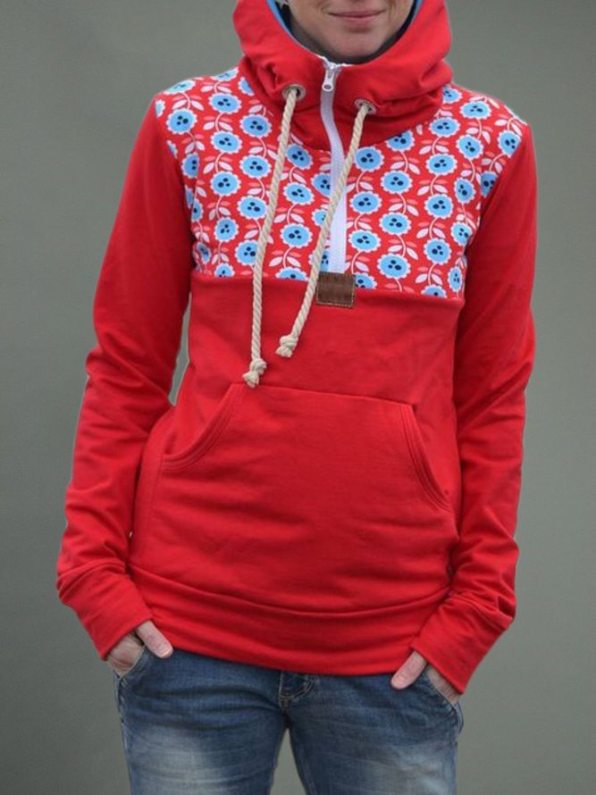 Hoodie Long Sleeve Cotton-Blend Plus Size Sweatshirt Zaesvini
