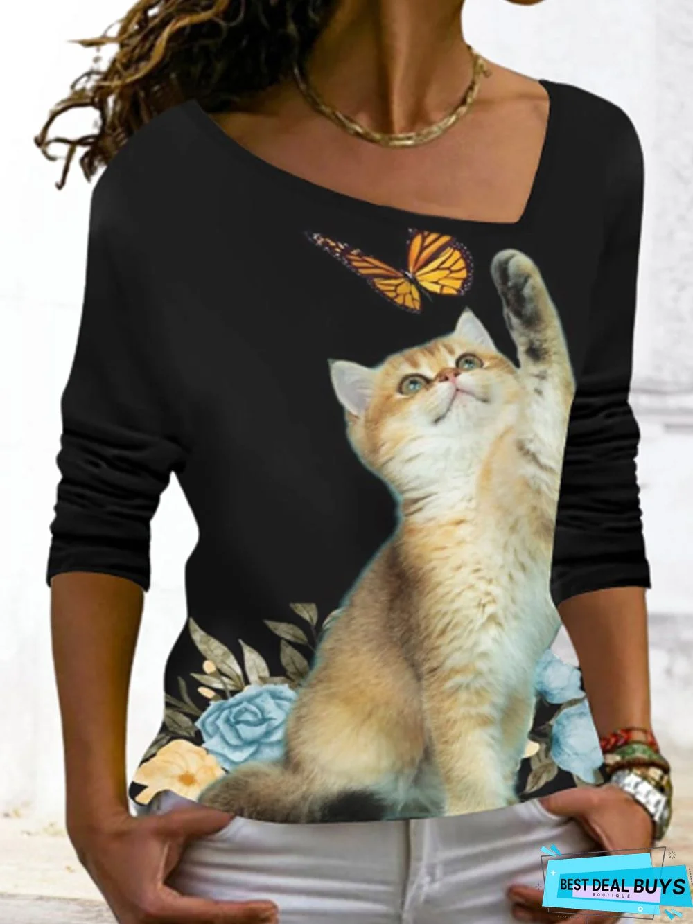 Animal Cat Casual Jersey T-Shirt