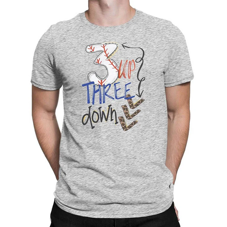 Three Up Three Down Leopard Print Baseball Men's T-shirt-Annaletters