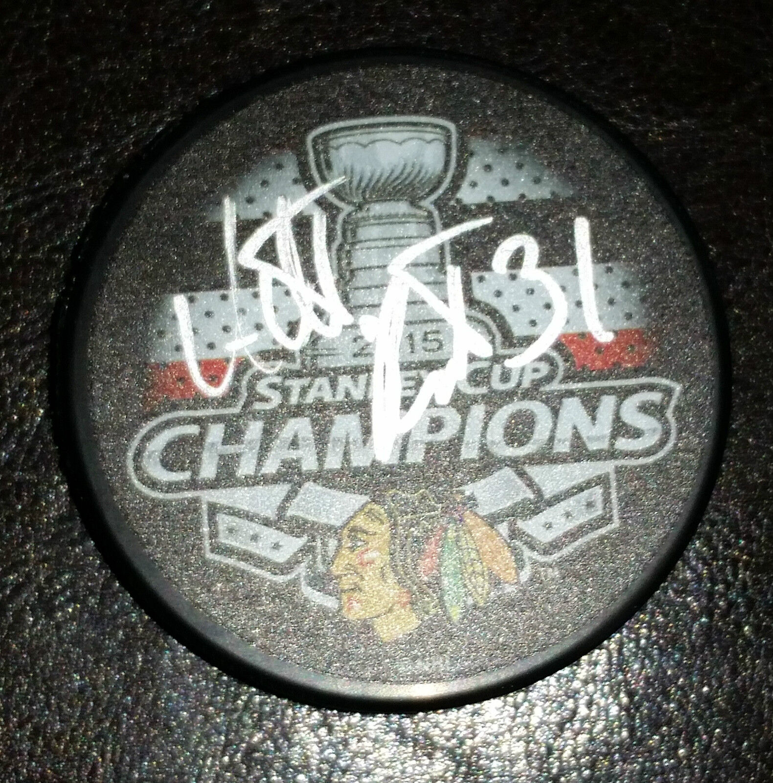 ANTTI RAANTA 'CHICAGO BLACKHAWKS' GOALIE SIGNED 2015 STANLEY CUP PUCK *COA