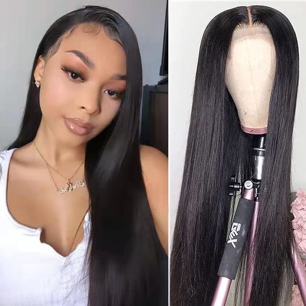 Straight Full Lace Wig Virgin Human Hair Pre Plucked with Baby Hair For Black Women Natural Black Color 200% Density Zaesvini