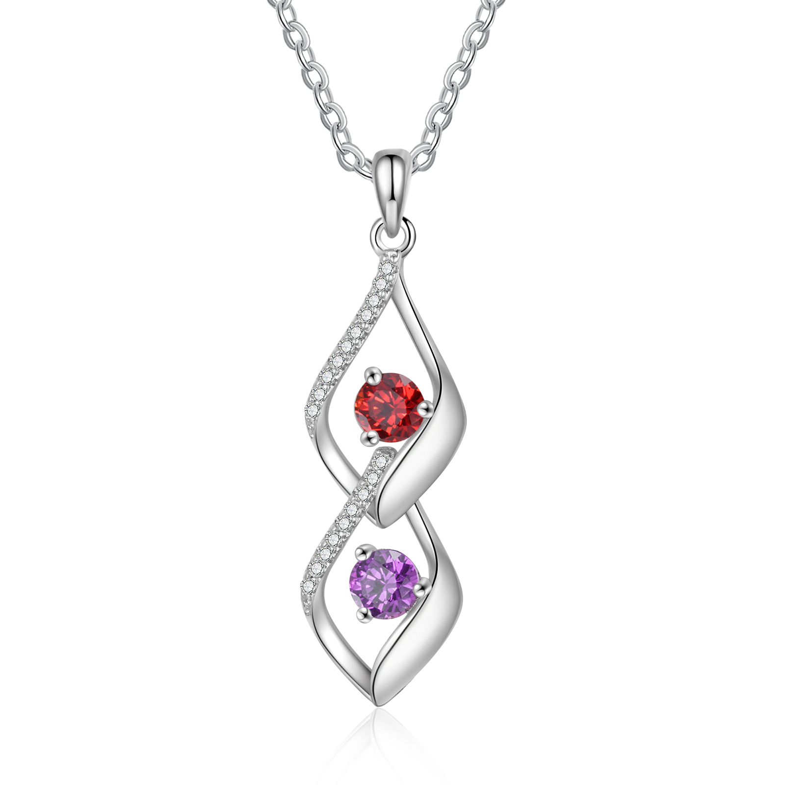 2 Names - Personalised Pendant Necklace Custom Birthstones & Names Necklace Birthday Gift for Her-Jessemade AU