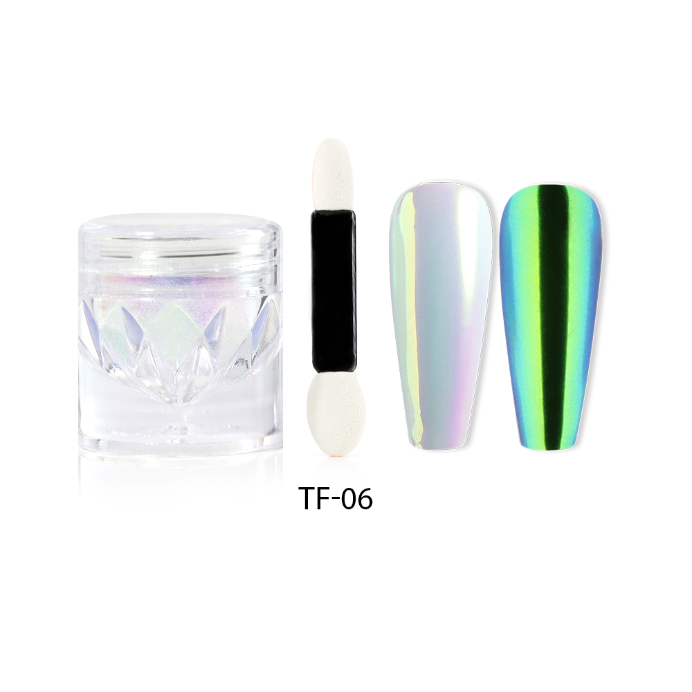 Aurora Unicorn Mirror Powder with Sponge Stick | High Light Nail Powder |  TF-06