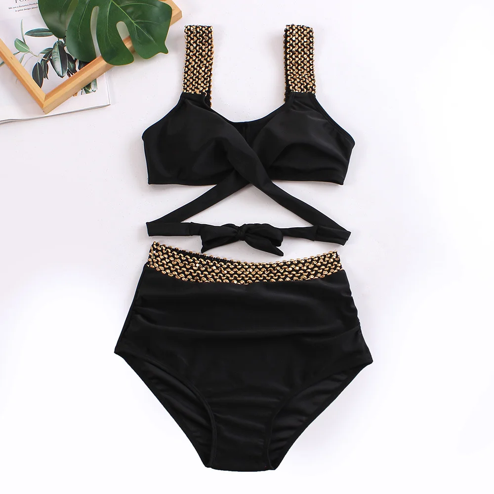 Uveng Uveng New Split Solid Color Swimsuit Female Bikini Triangle Sexy Slim Tall Waist Swimsuit