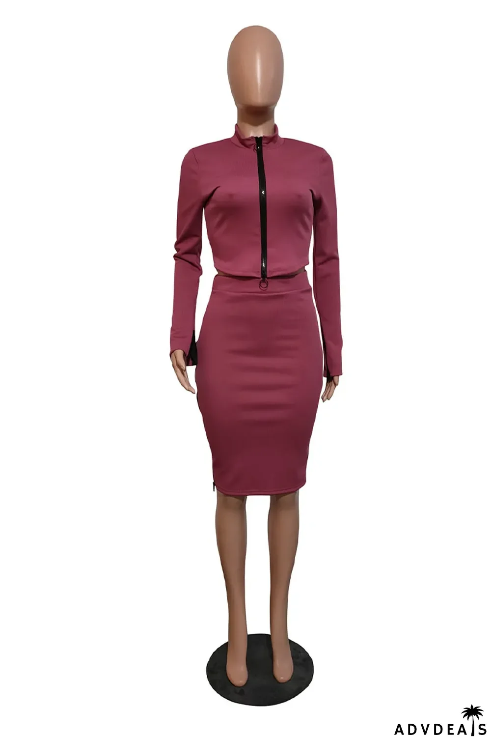 Beige Casual Solid Chains V Neck Long Sleeve Regular Sleeve Two Pieces