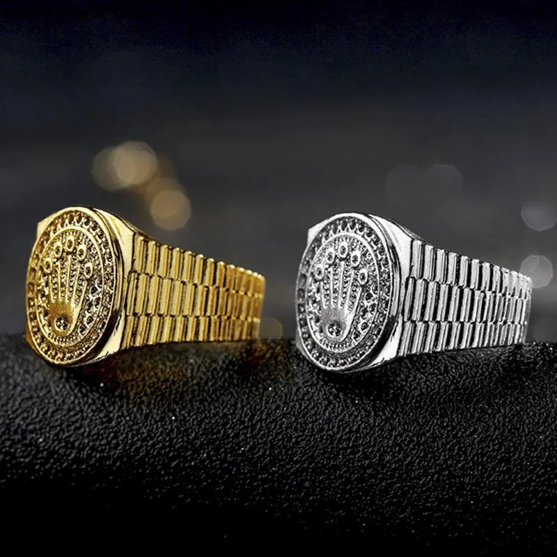 Vintage Hip Hop Gold Crown Ring Men Women Engagement Wedding Party Rings Jewelry 2 Colors