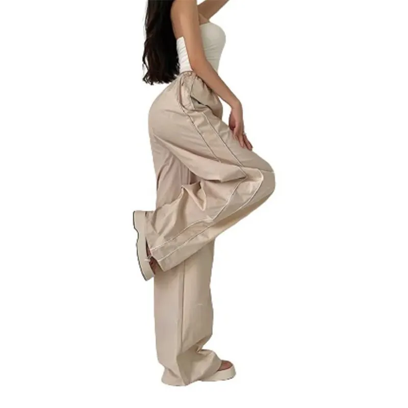 Uveng Uveng New Fashion Personality On Both Sides Of The Draw Rope Casual Loose Waist Multi-Color Trousers